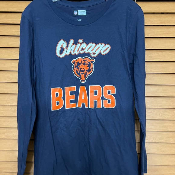 Chicago Bears NFL team Apparel women’s long sleeves Tee Sz L Navy Blue - Picture 2 of 9